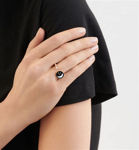 Rose Céleste Ring Yellow and White Gold, Diamond, Onyx and 